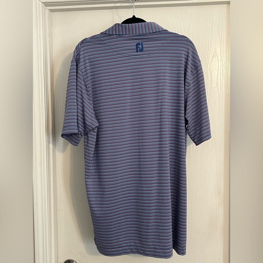 FJ | Men's Blue Striped Polo Shirt | Size Large. - Picture 5 of 5